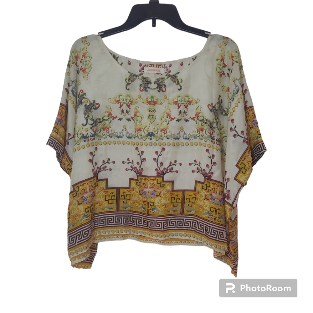 Johnny was 100% Silk Blouse Size Large - Picture 7 of 7